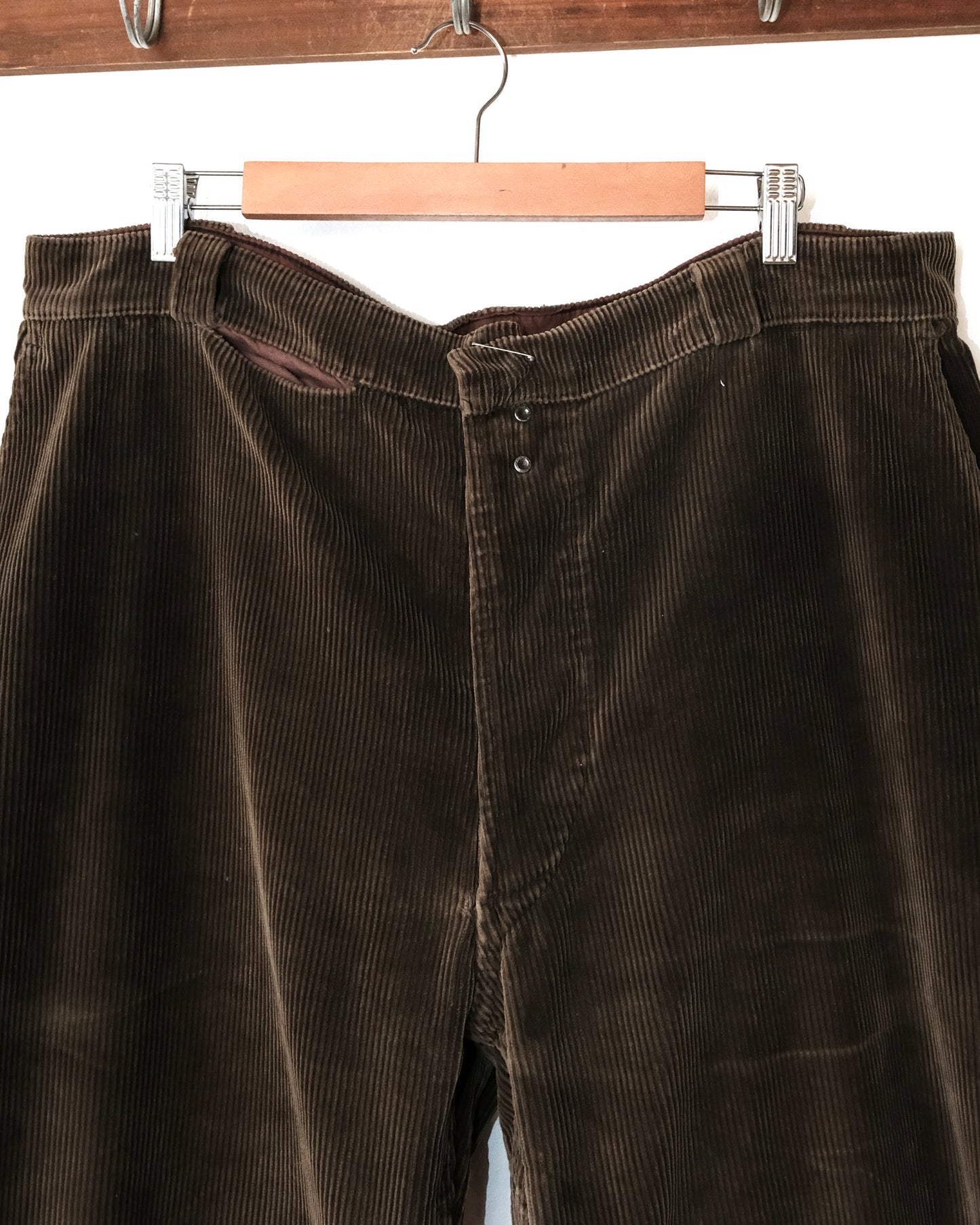 50s FRENCH CORDUROY BROWN FADED & PATCHES PANTS