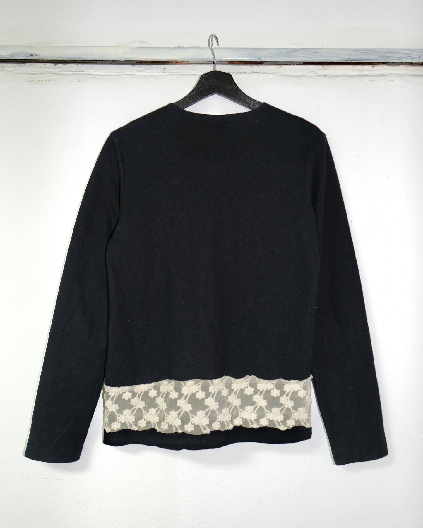 1990s tricot COMME des GARCONS HEM LACE WOOL CARDIGAN