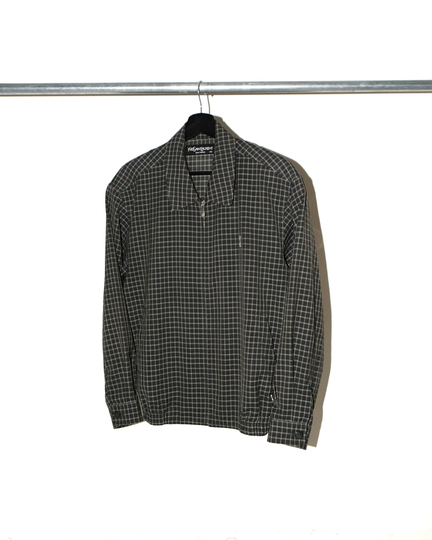 YVES SAINT LAURENT POUR HOMME BLACK GRID PLAID JACKET
