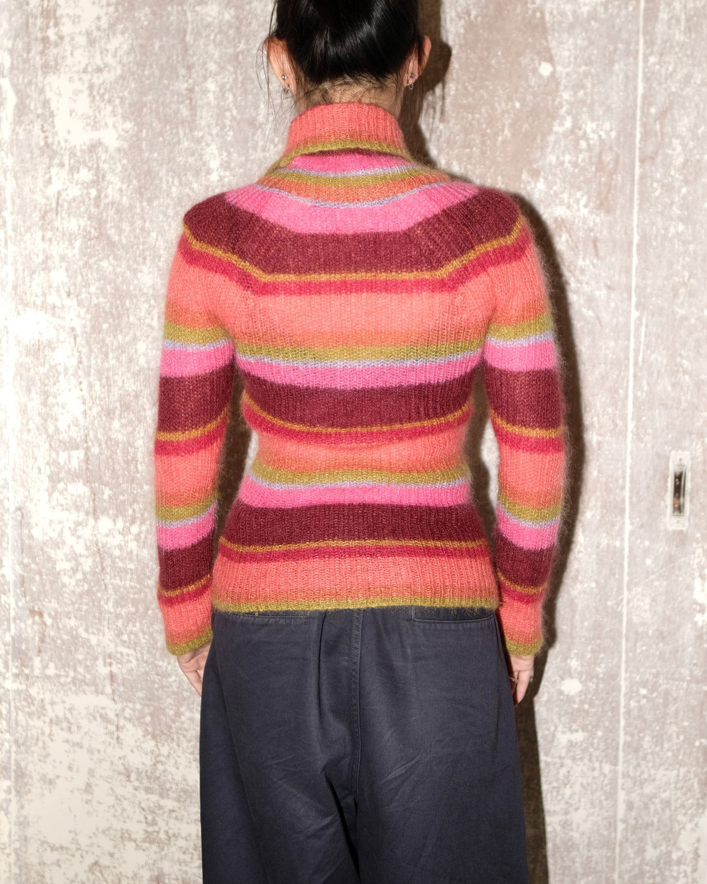 JUNYA WATANABE COLOR STRIPED MOHAIR KNIT AD2004