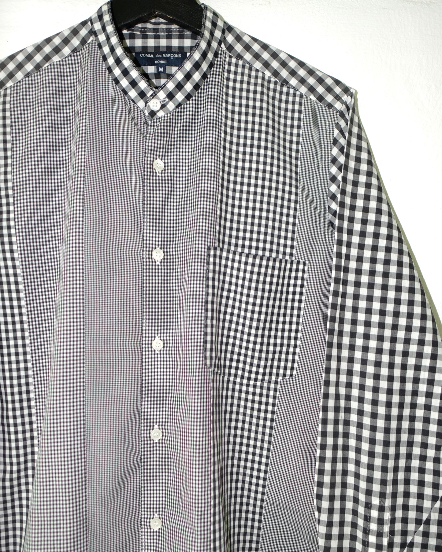 Comme des Garçons HOMME AD2005 CHECKED PATCHWORK MANDARIN COLLAR SHIRT