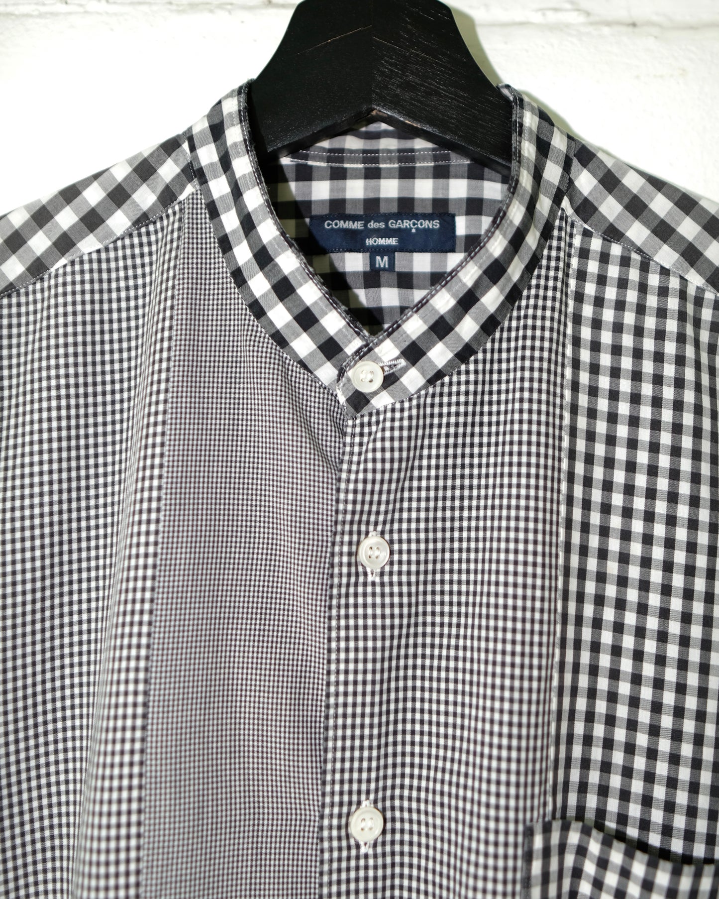 Comme des Garçons HOMME AD2005 CHECKED PATCHWORK MANDARIN COLLAR SHIRT