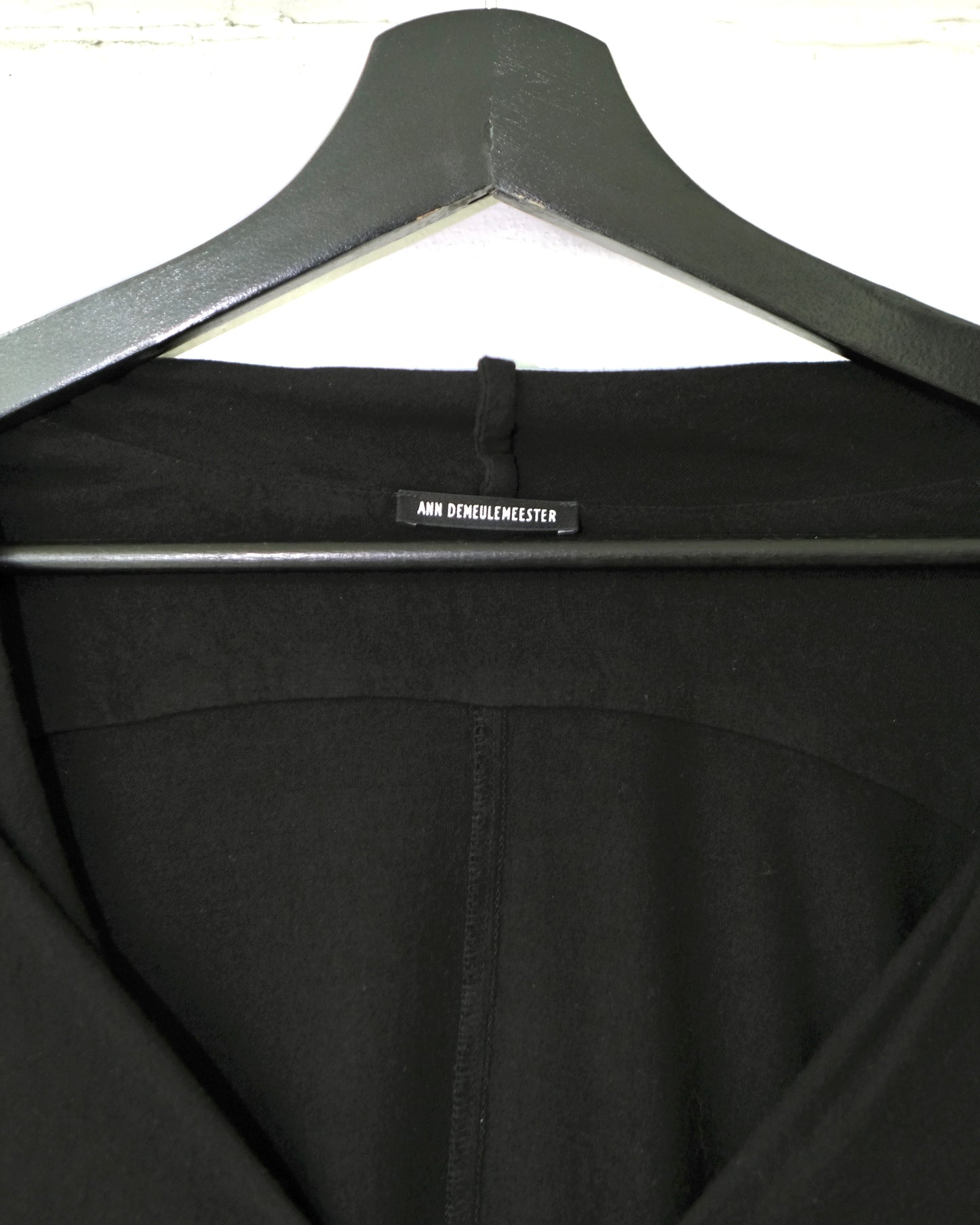 ANN DEMEULEMEESTER DRAPED BLACK DRESS WITH HOODED COWL