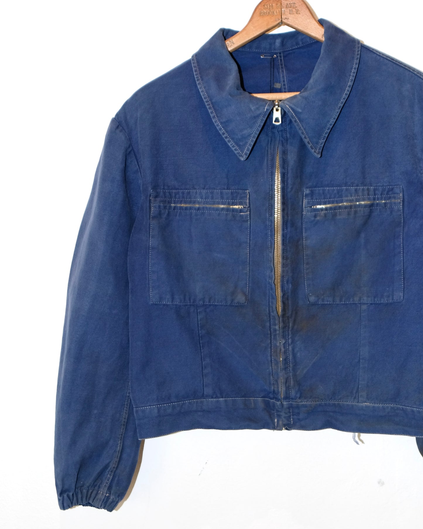60s FRENCH WORK TWO POCKET ZIP-UP JACKET
