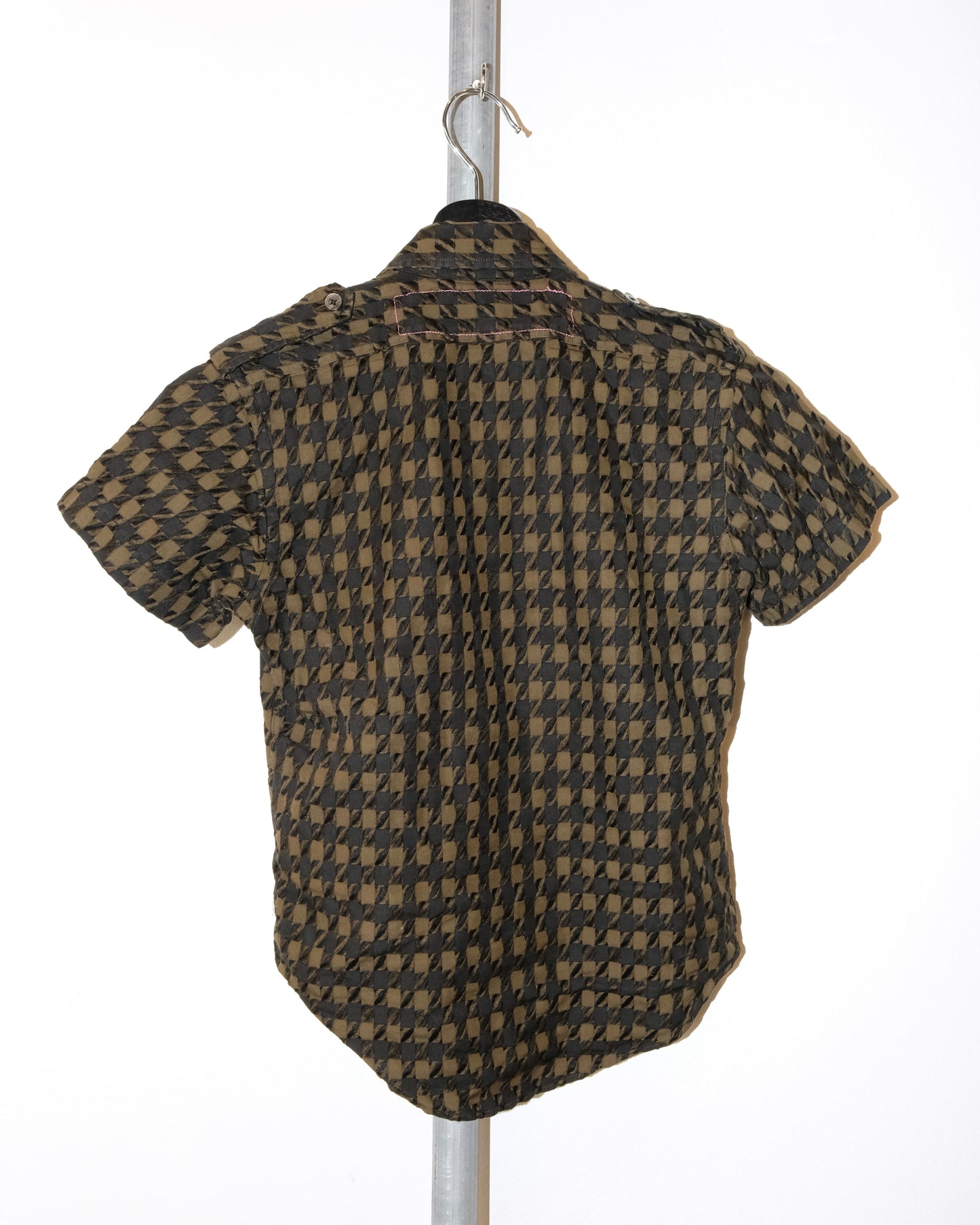 JUNYA WATANABE MAN AD2003 PLAID OLIVE MINI SHIRT