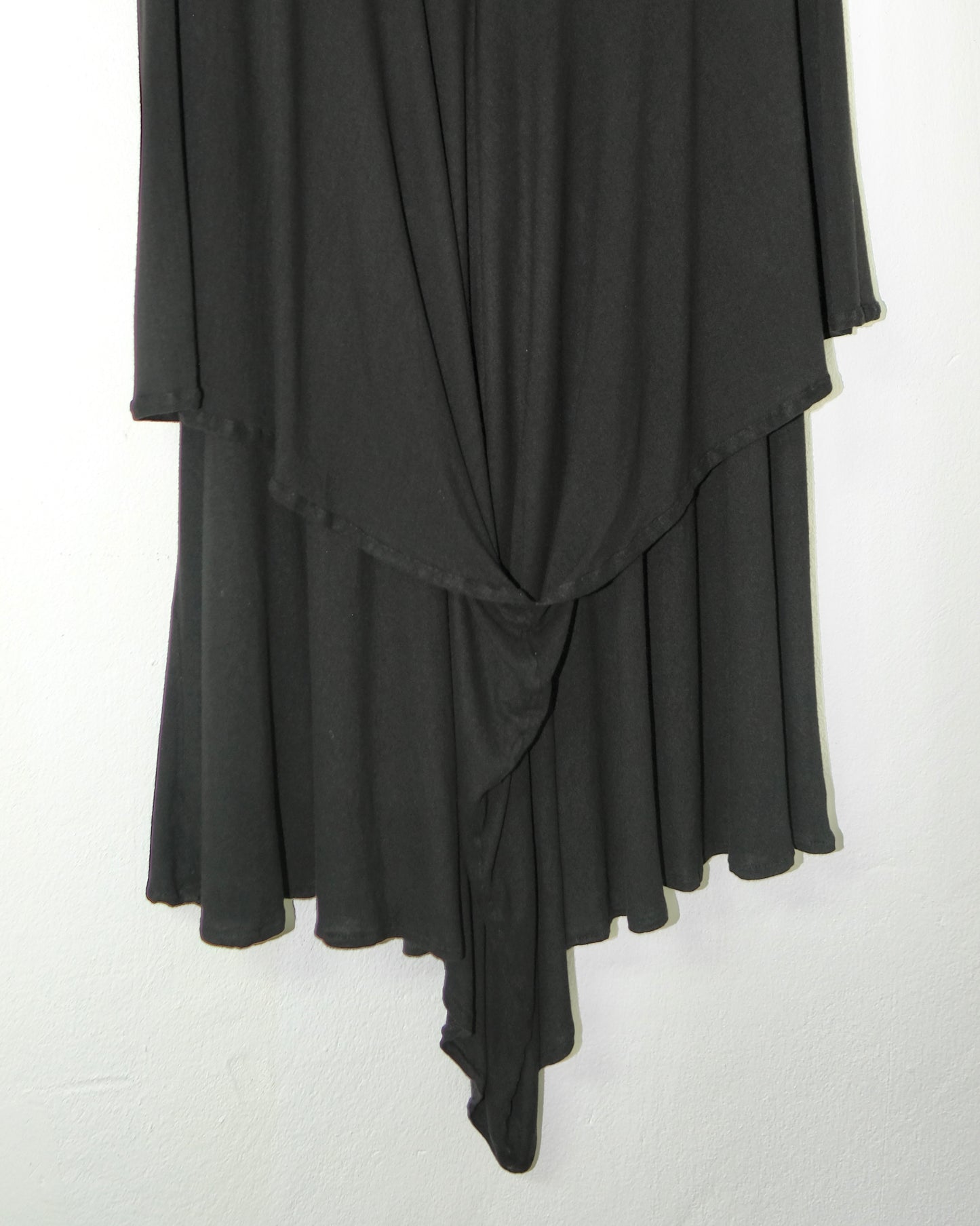 ANN DEMEULEMEESTER DRAPED BLACK DRESS WITH HOODED COWL