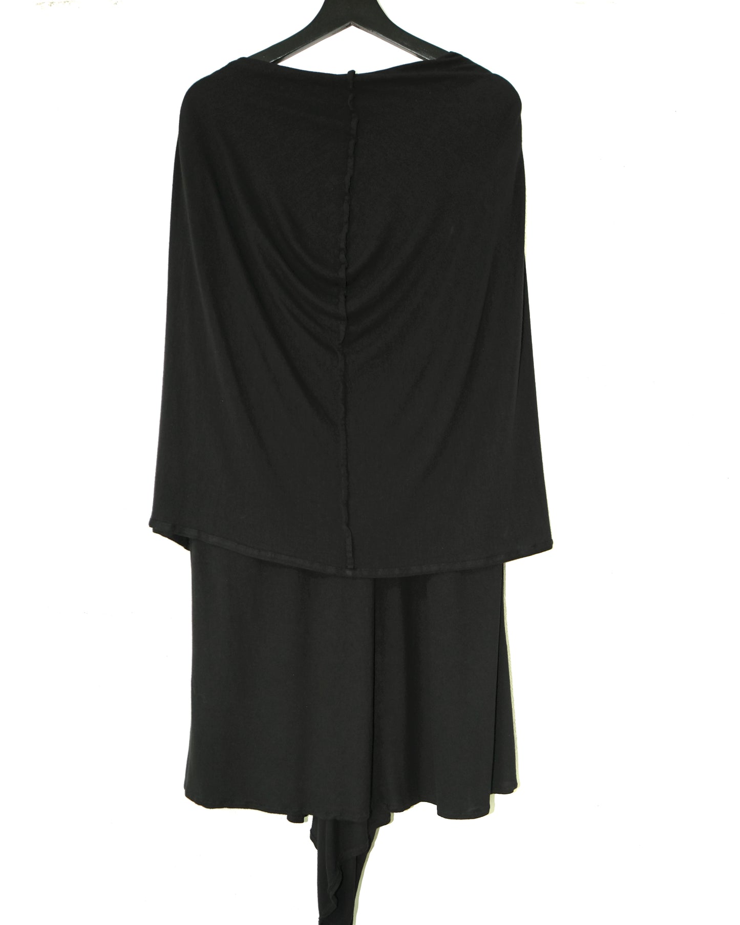 ANN DEMEULEMEESTER DRAPED BLACK DRESS WITH HOODED COWL