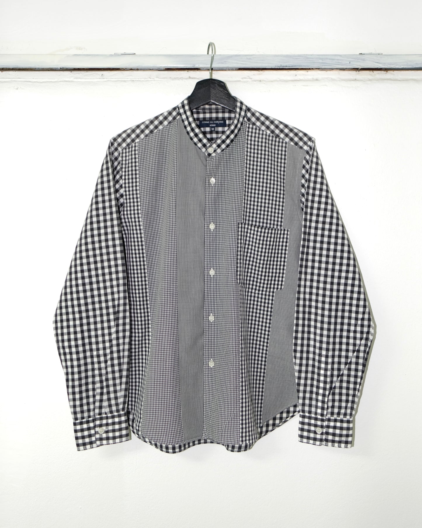 Comme des Garçons HOMME AD2005 CHECKED PATCHWORK MANDARIN COLLAR SHIRT