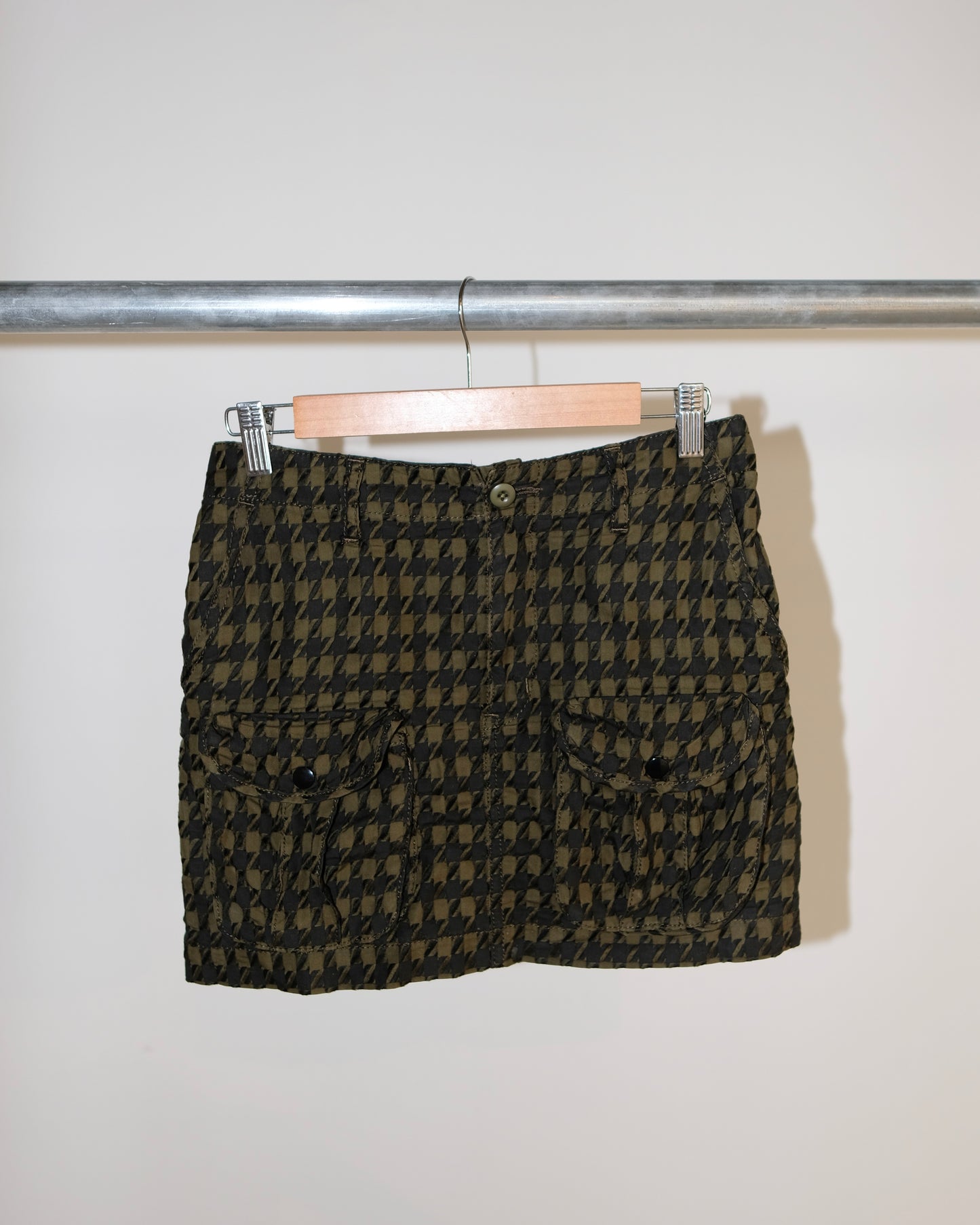 JUNYA WATANABE MAN AD2003 PLAID OLIVE MINI SKIRT