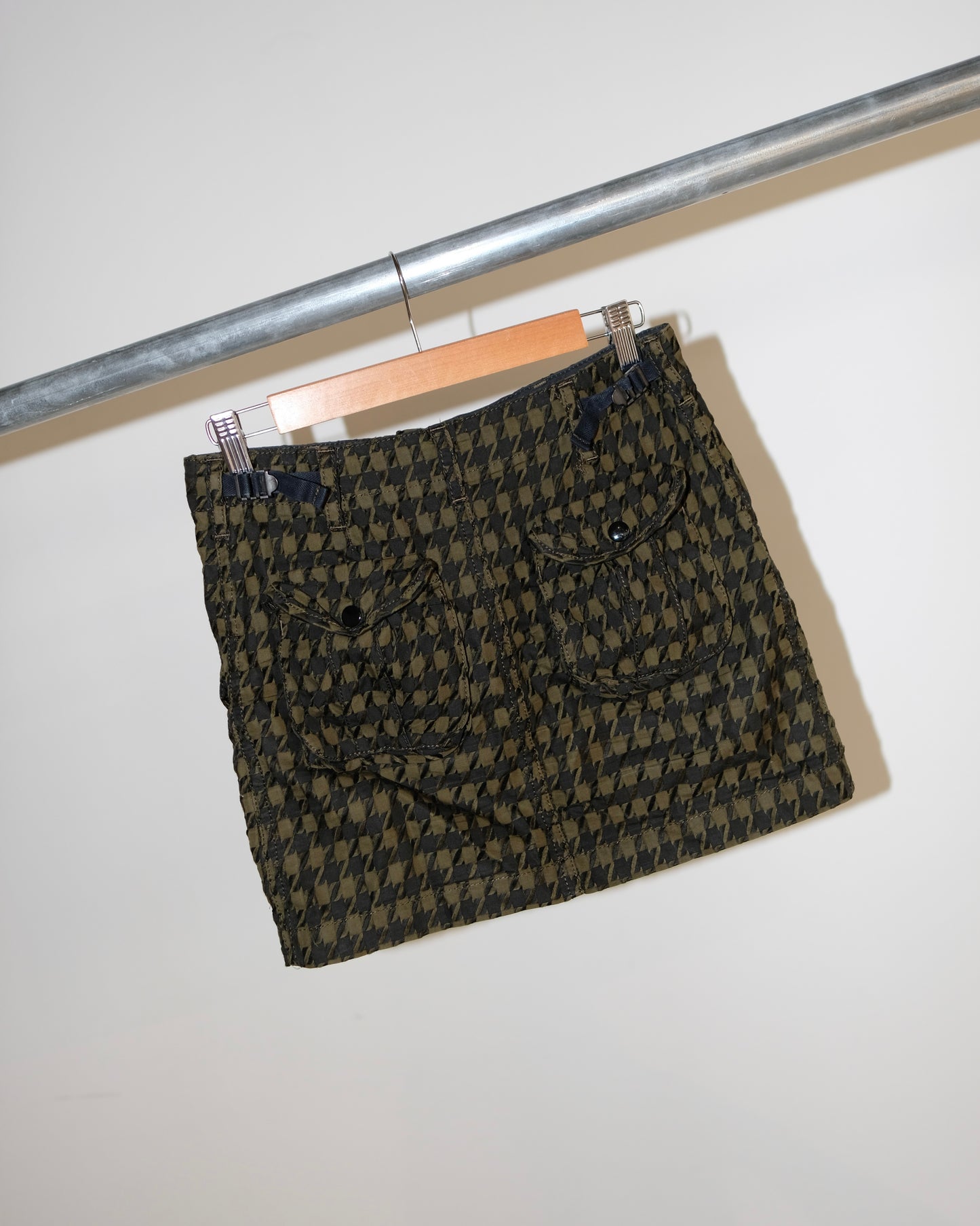 JUNYA WATANABE MAN AD2003 PLAID OLIVE MINI SKIRT