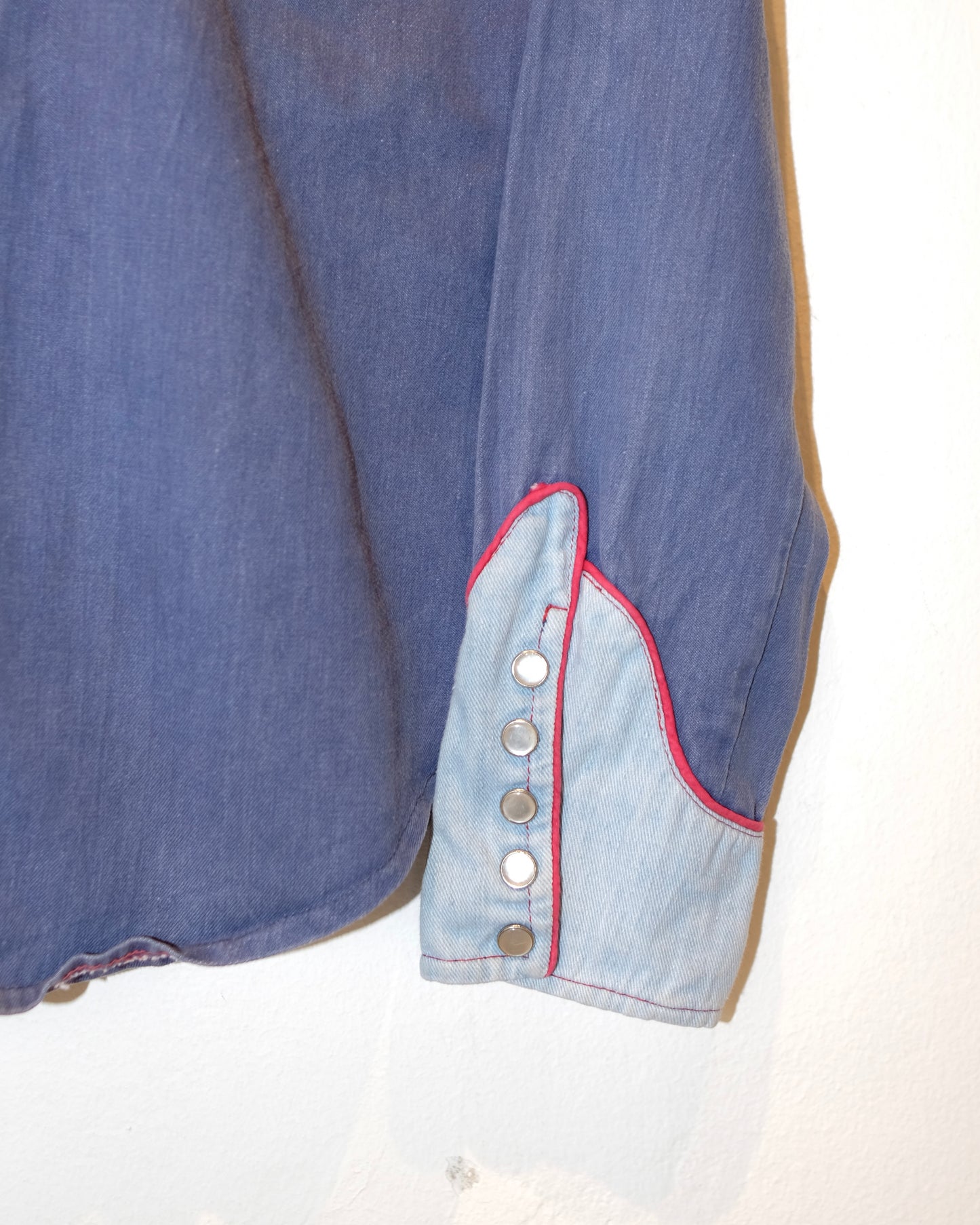 80s FLORAL EMBROIDERED TWO TONE WESTERN SHIRT