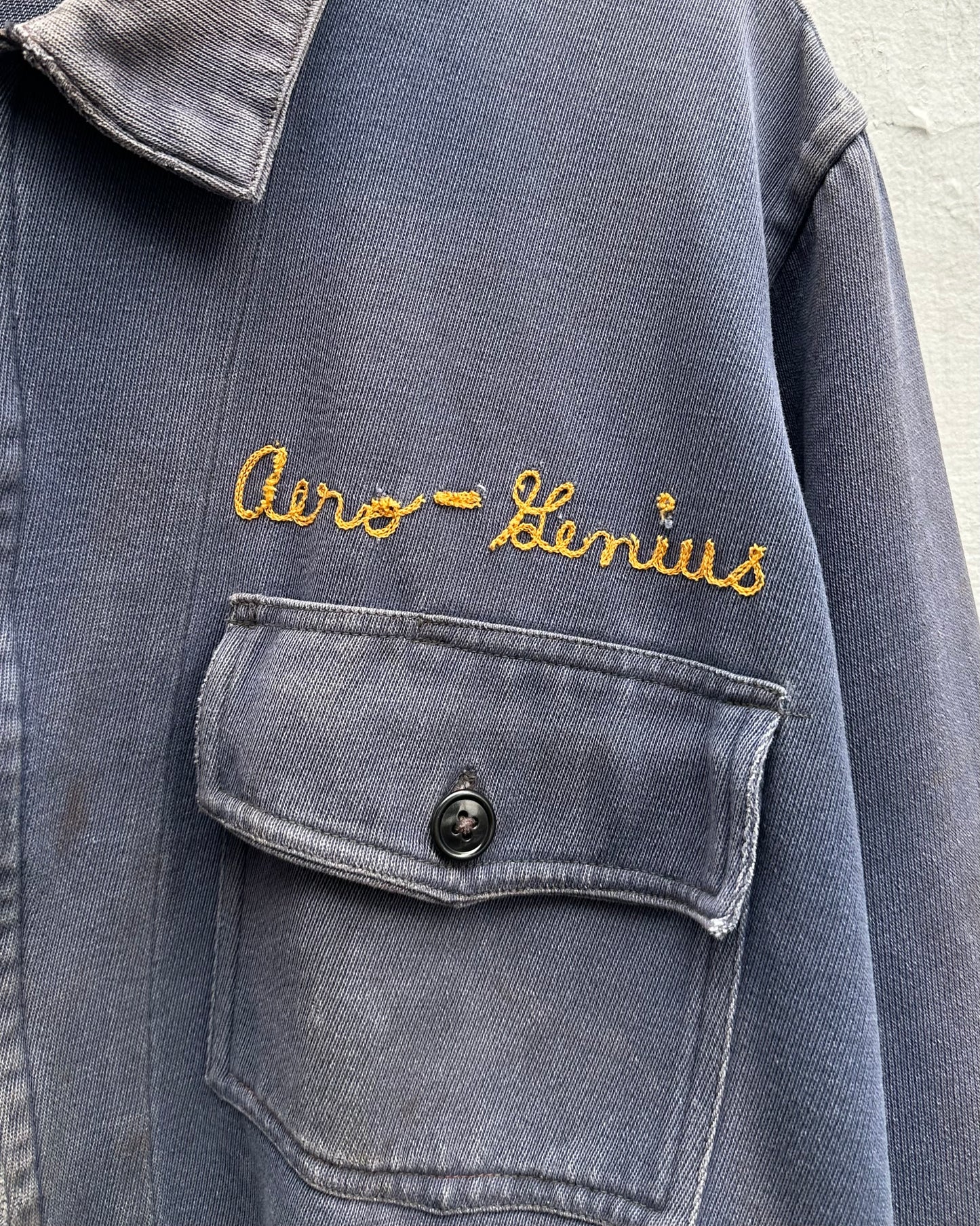 50s WORKWEAR TWO POCKET JACKET WITH A BEAUTIFUL CHAIN STITCHED