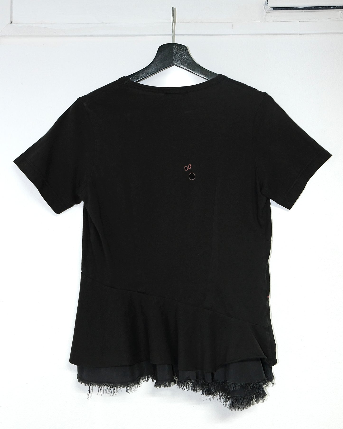 tricot COMME des GARCONS BLACK SHORT SLEEVE ASYMMETRIC WRAP- TIE LAYERED
