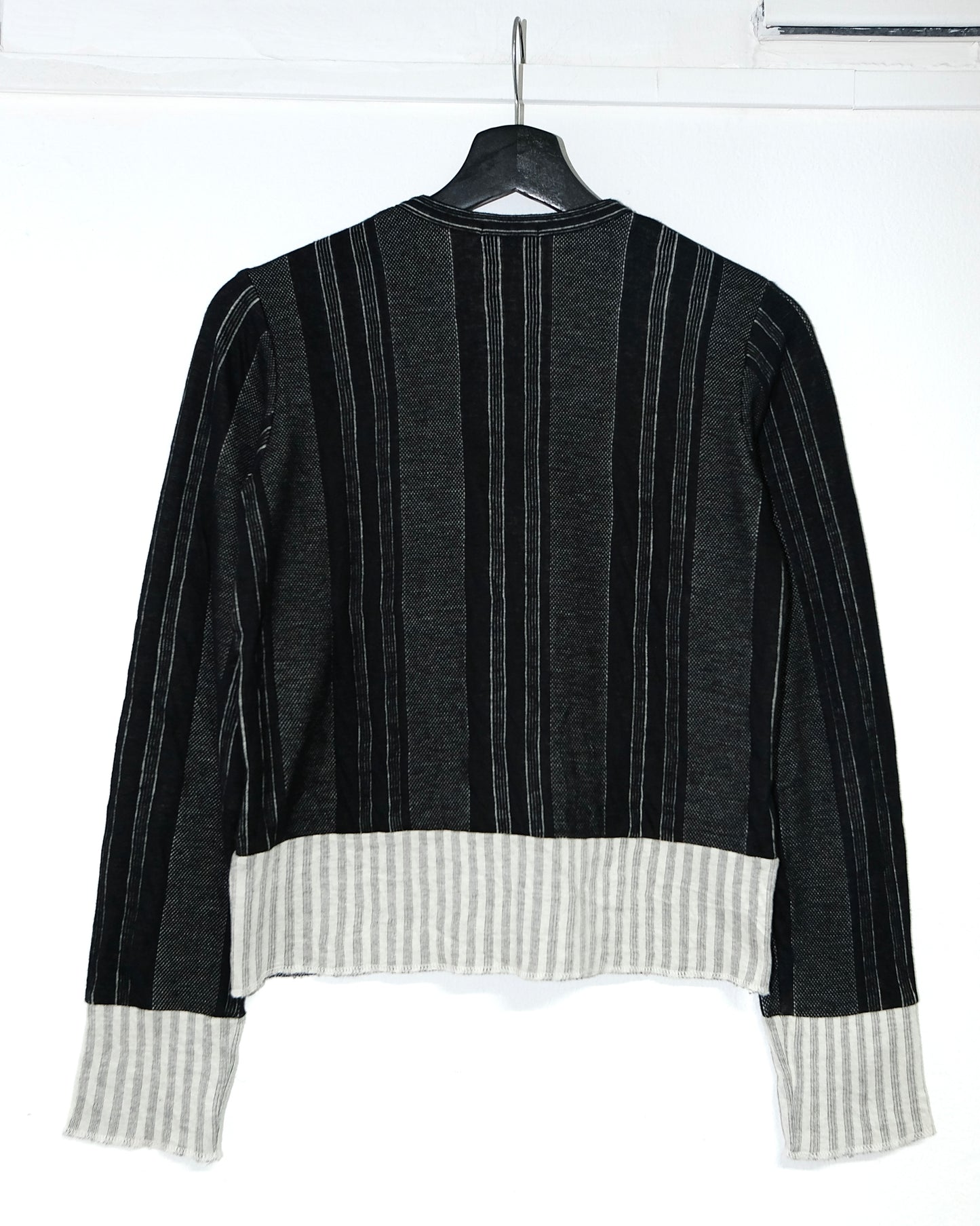 tricot COMME des GARCONS ad1998 STRIPED CARDIGAN WITH A RIBBED HEM & CUFFS