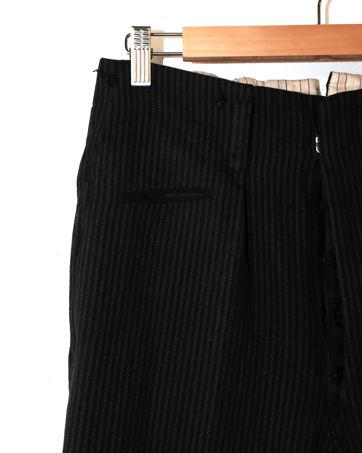 50s FRENCH STRIPE BUCKLE BACK WORK PANTS