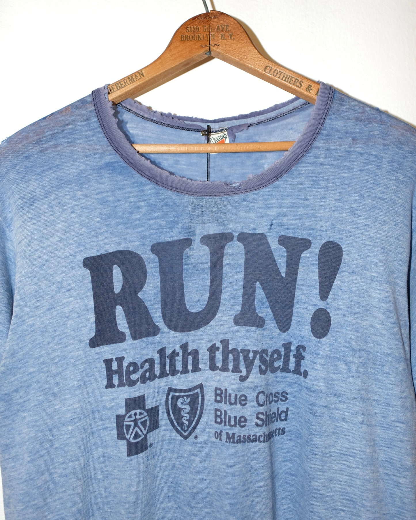 70s HANES RUN! HEALTH THYSELF RINGER TEE