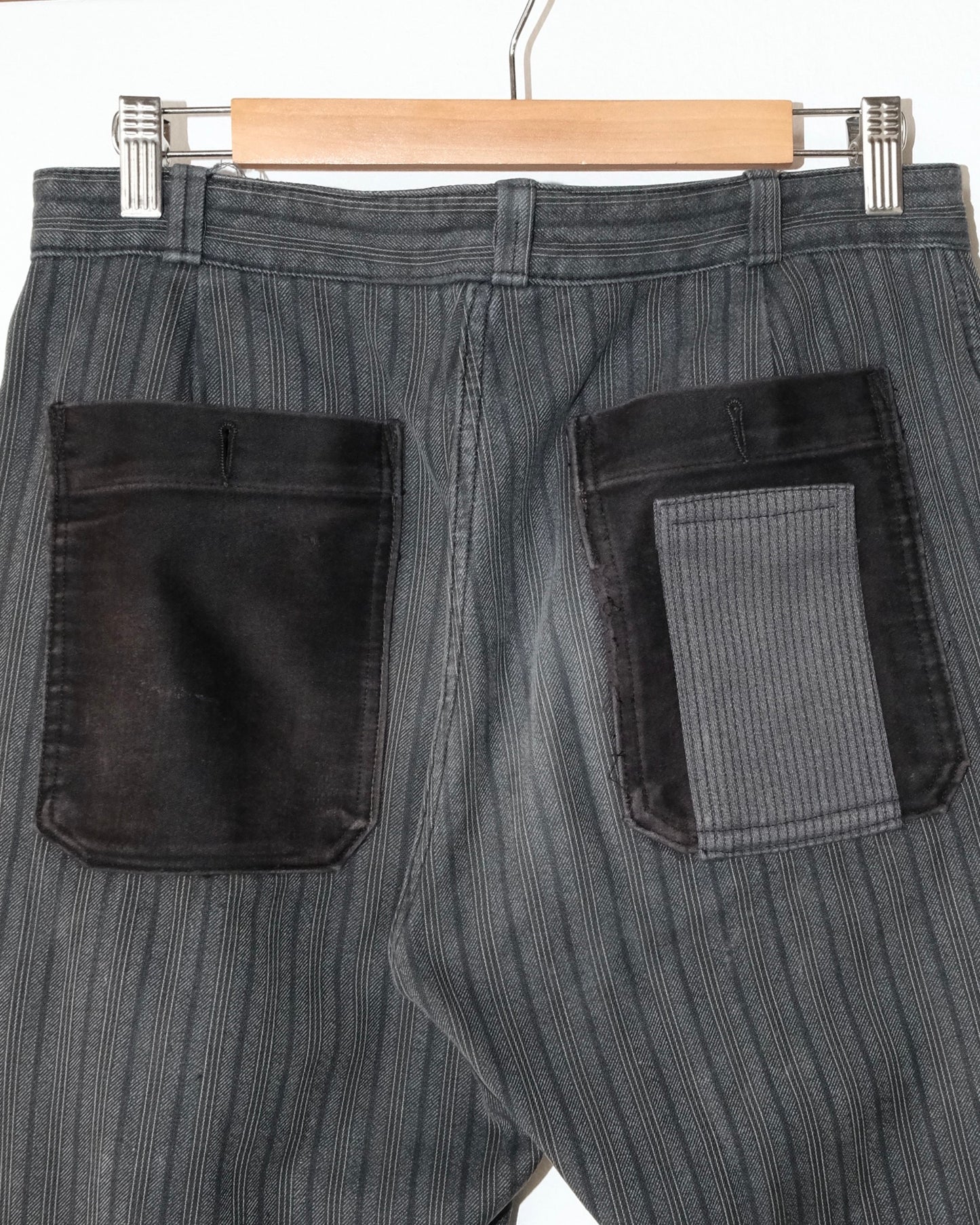 50s FRENCH STRIPE WORK PATCHES AND REPAIRS PANTS