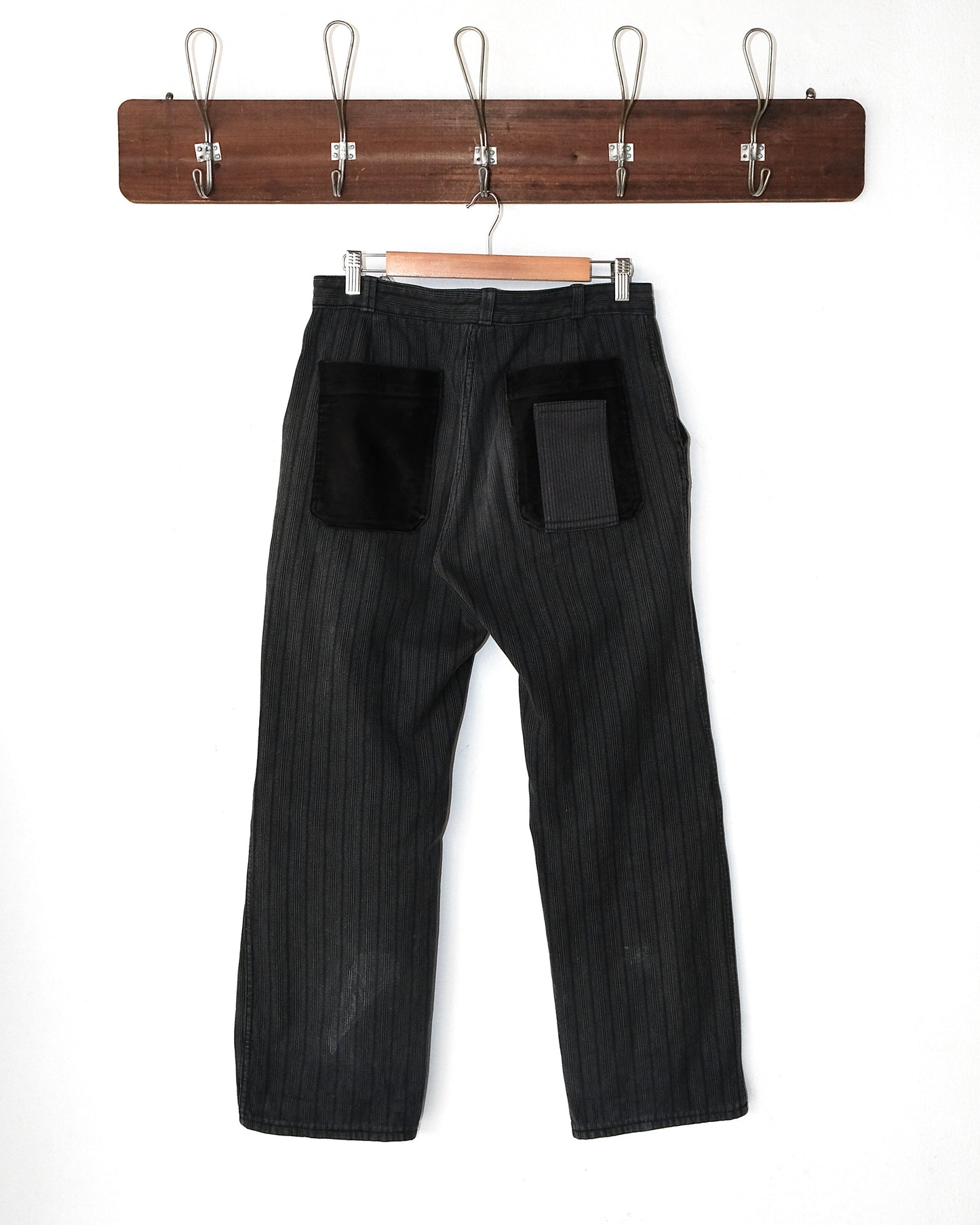 50s FRENCH STRIPE WORK PATCHES AND REPAIRS PANTS