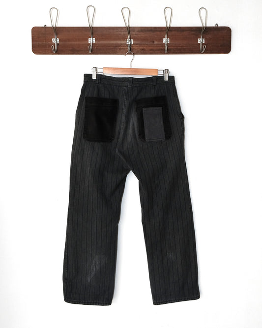 50s FRENCH STRIPE WORK PATCHES AND REPAIRS PANTS