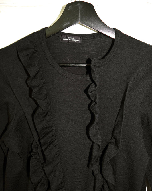 1990s tricot COMME des GARÇONS ASYMMETRY HEM RUFFLE WOOL LONG SLEEVE