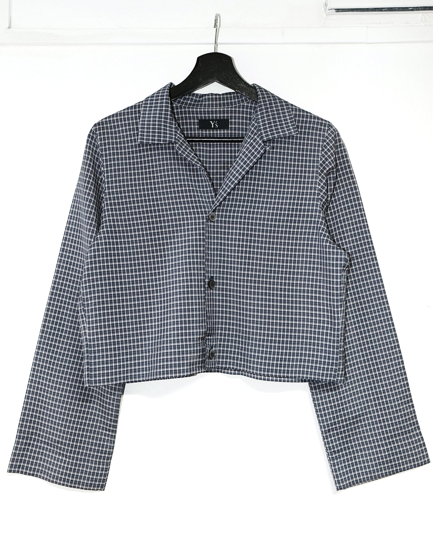 Y’s YOHJI YAMAMOTO CHECKERED BUTTON UP CROP SHIRT