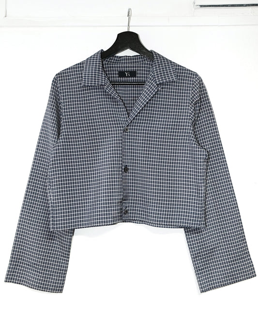 Y’s YOHJI YAMAMOTO CHECKERED BUTTON UP CROP SHIRT