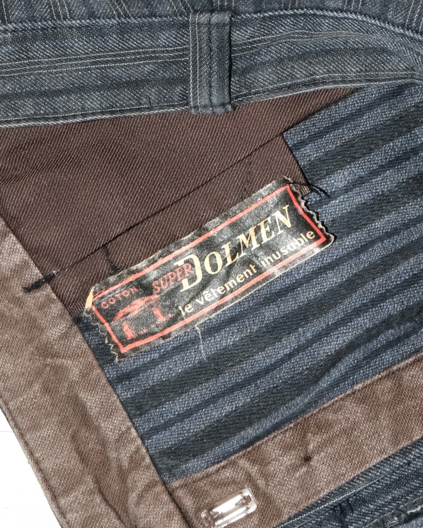50s FRENCH STRIPE WORK PATCHES AND REPAIRS PANTS