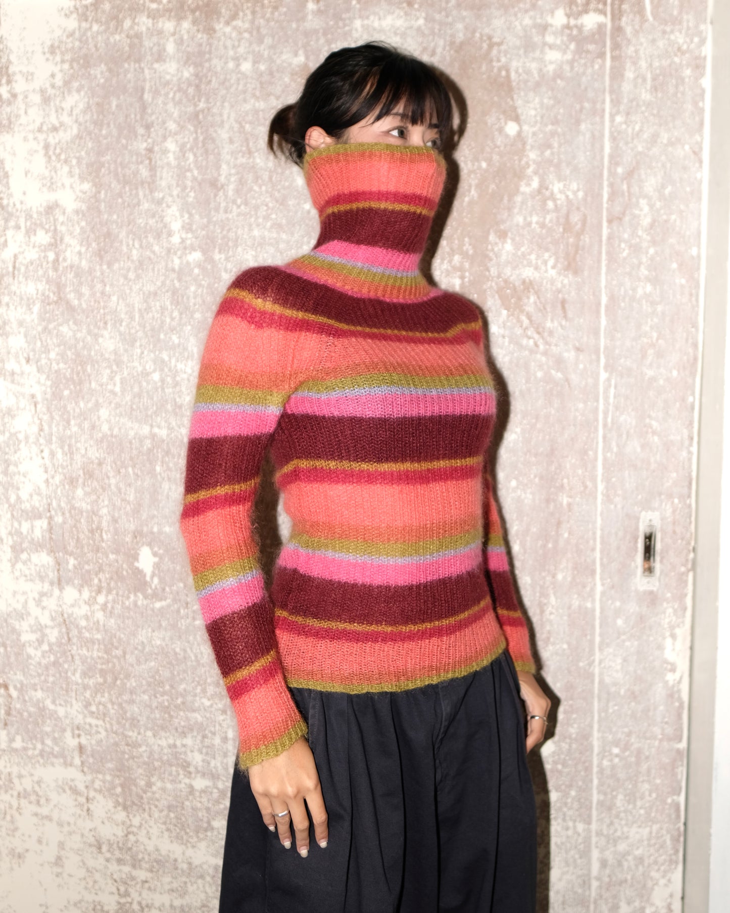 JUNYA WATANABE COLOR STRIPED MOHAIR KNIT AD2004