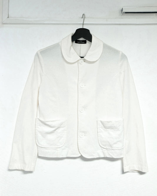 tricot COMME des GARCONS WHITE ROUND COLLAR BUTTON UP JACKET