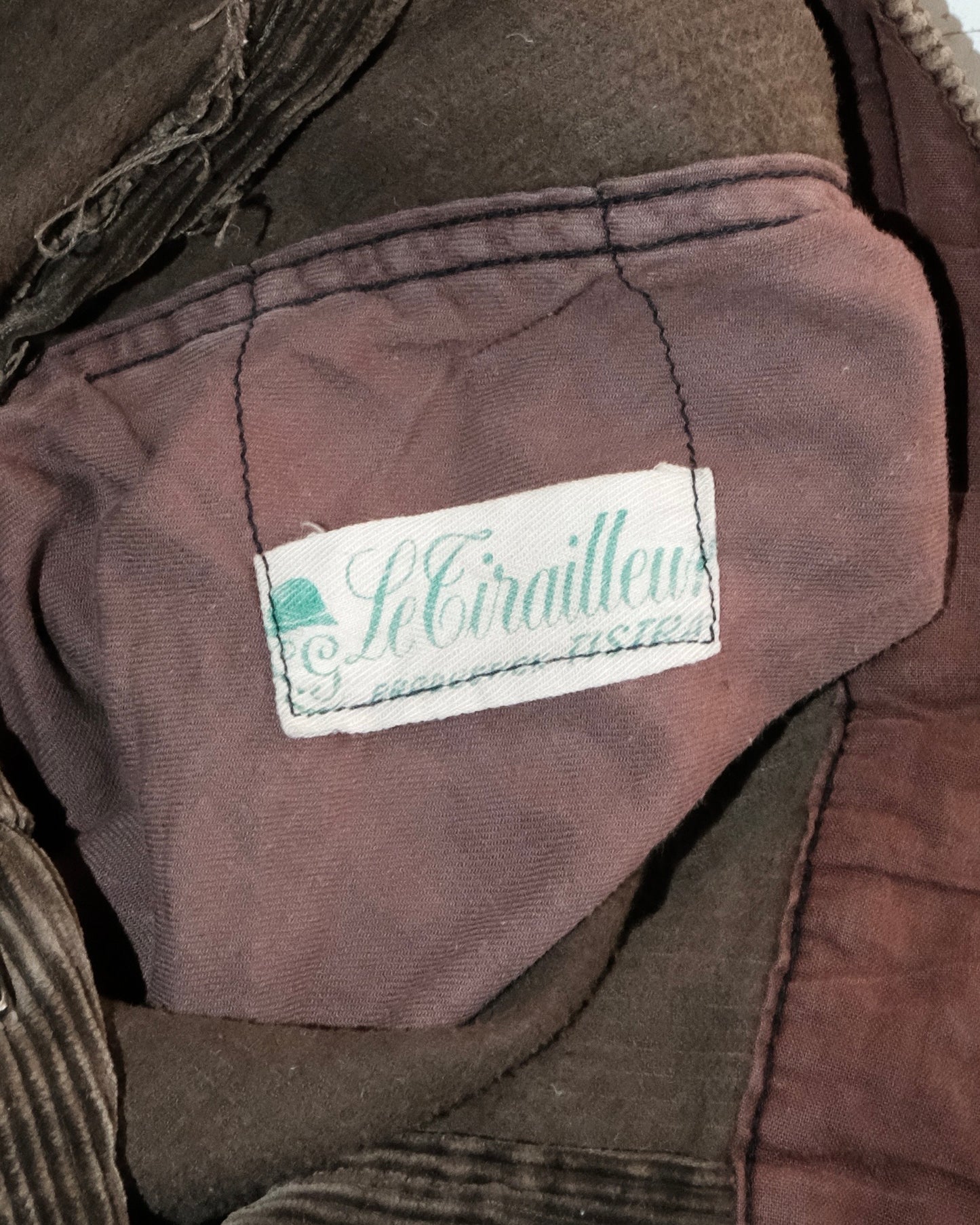 50s FRENCH CORDUROY BROWN FADED & PATCHES PANTS