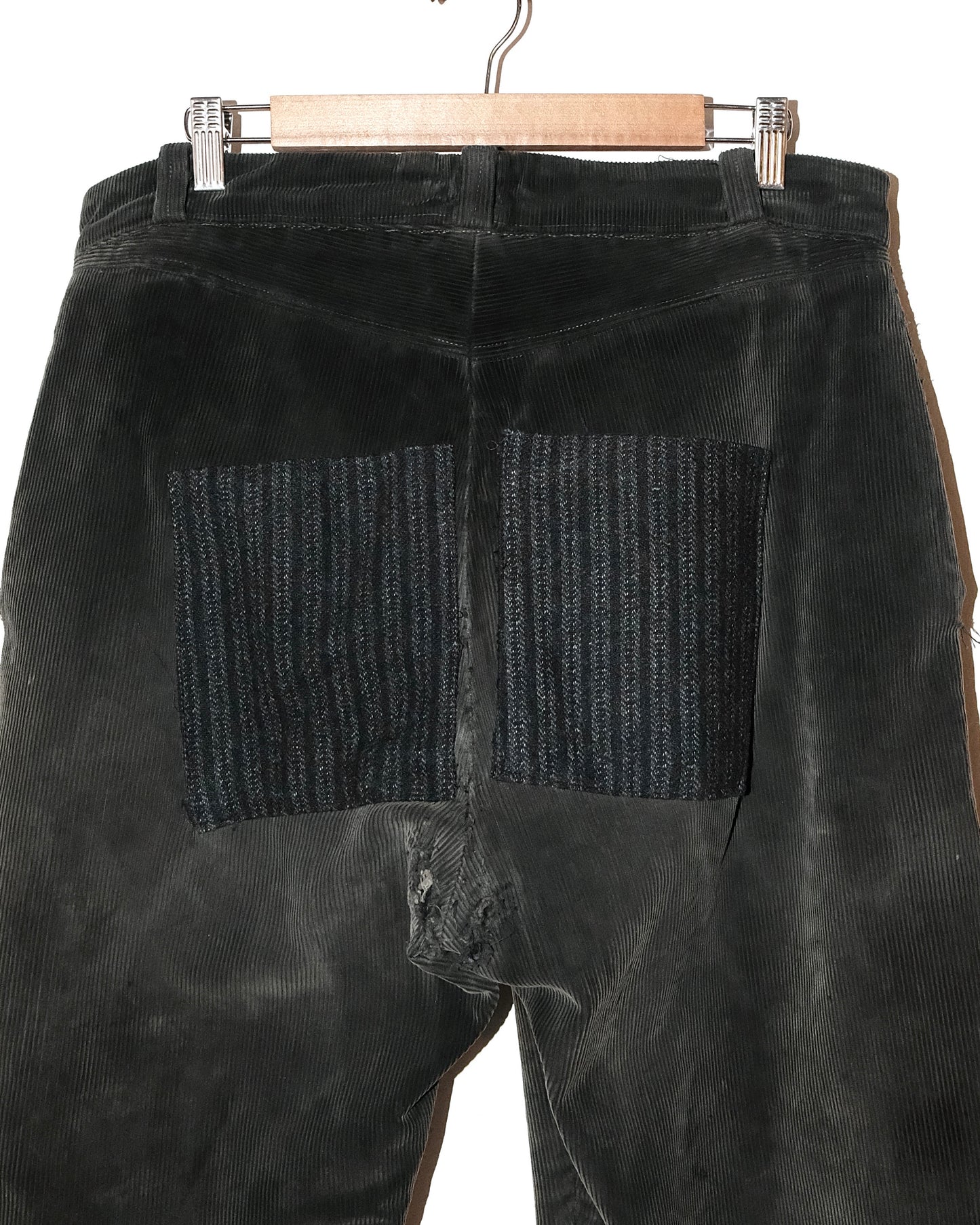 50s FRENCH CORDUROY BLACK FADED & PATCHES PANTS