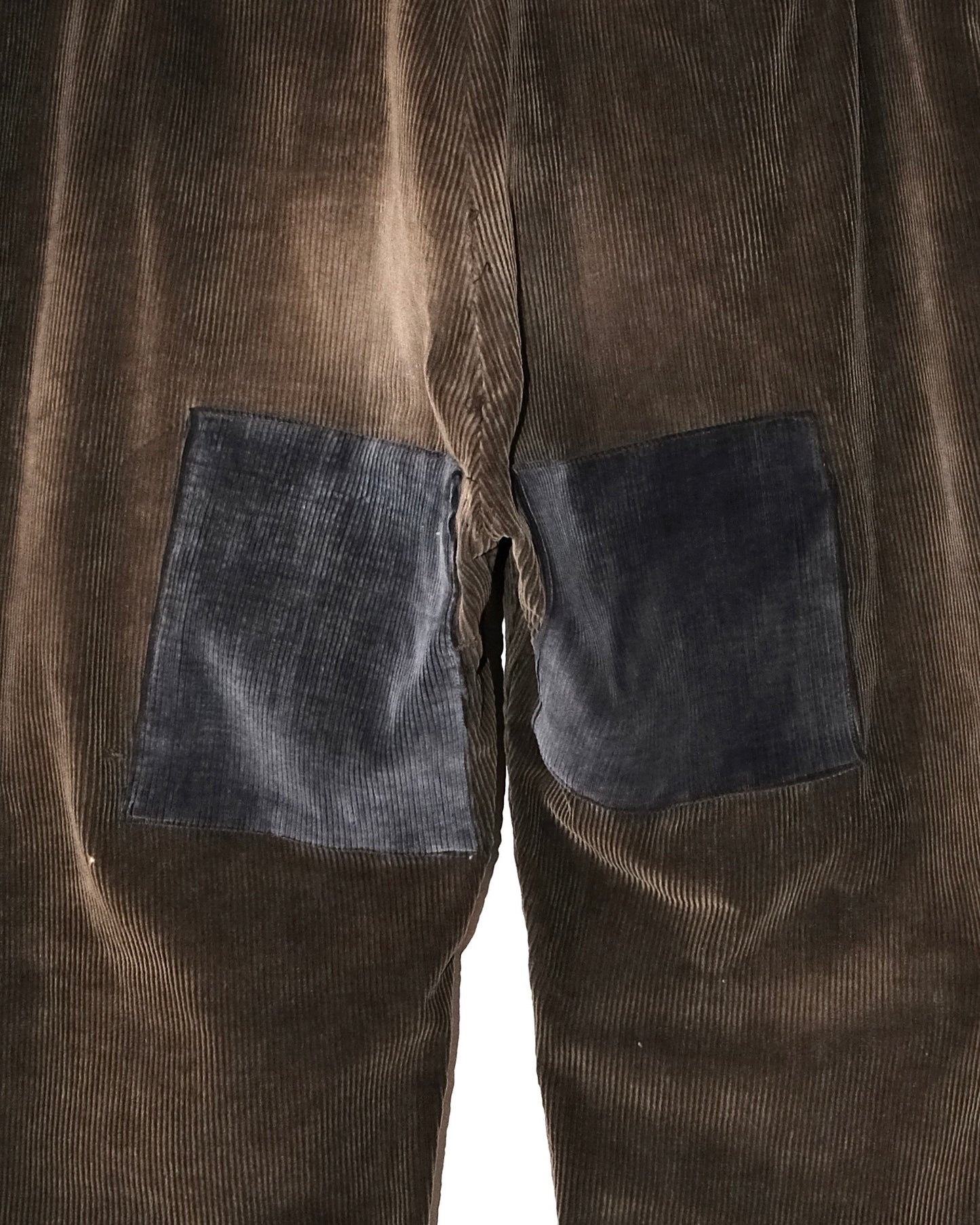 50s FRENCH CORDUROY BROWN FADED & PATCHES PANTS