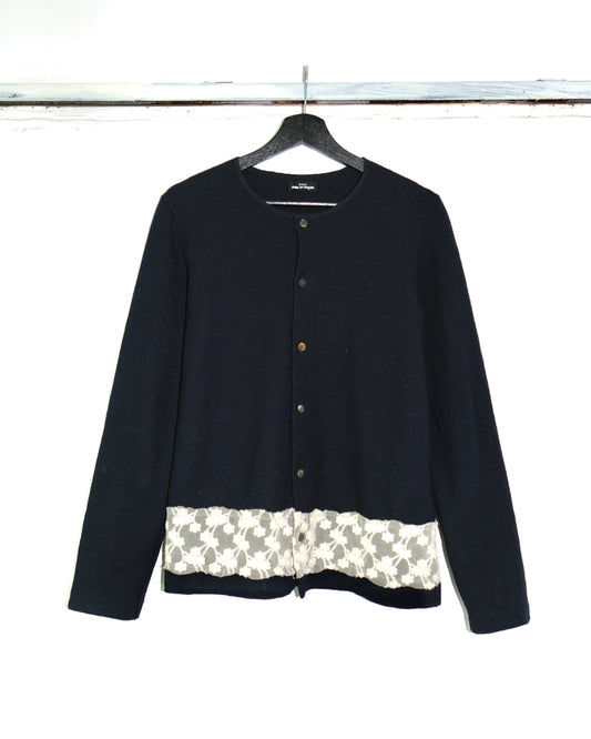 1990s tricot COMME des GARCONS HEM LACE WOOL CARDIGAN