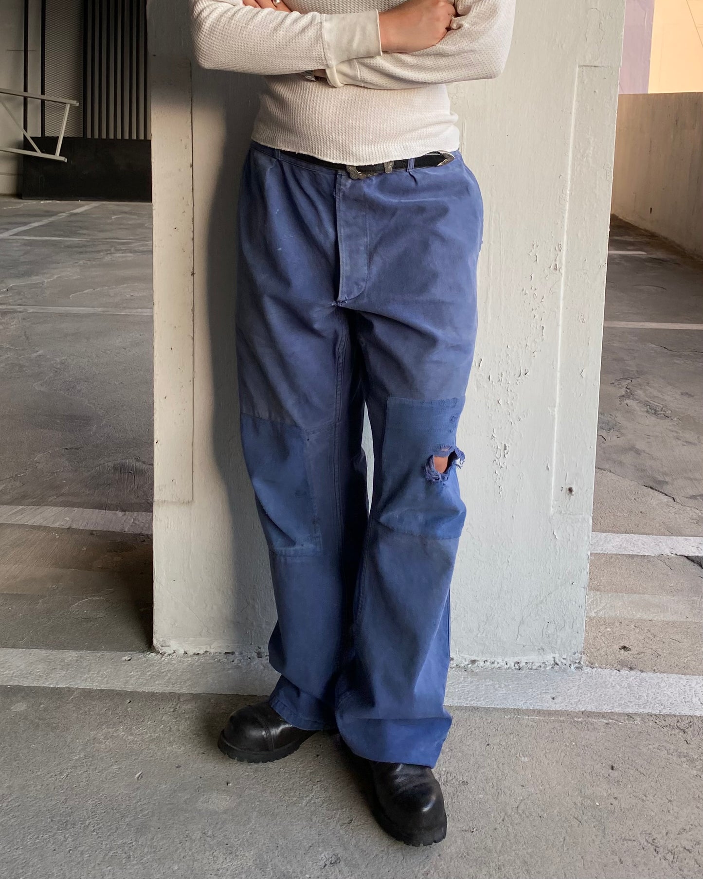 60s FRENCH WORK MOLESKIN PATCHES AND REPAIRS PANTS