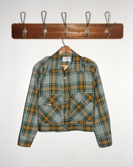 80s FARAH HEAVY FLANNEL BUTTON UP JACKET