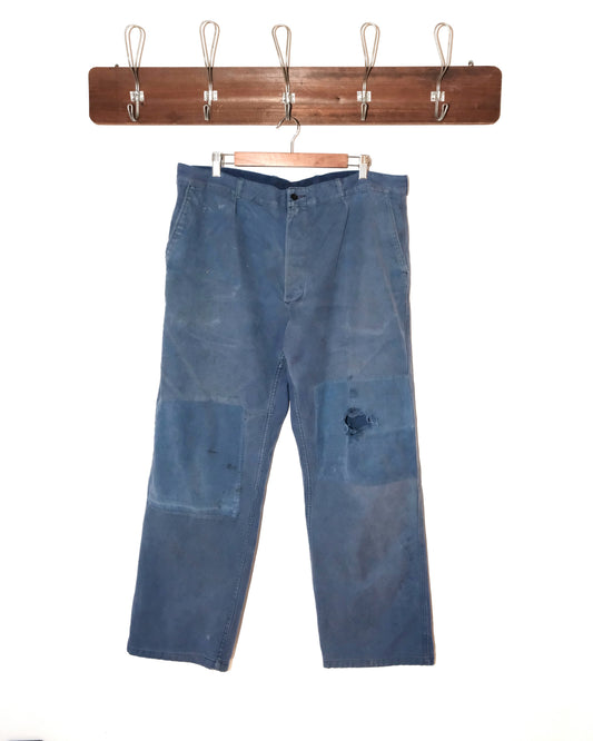 60s FRENCH WORK MOLESKIN PATCHES AND REPAIRS PANTS
