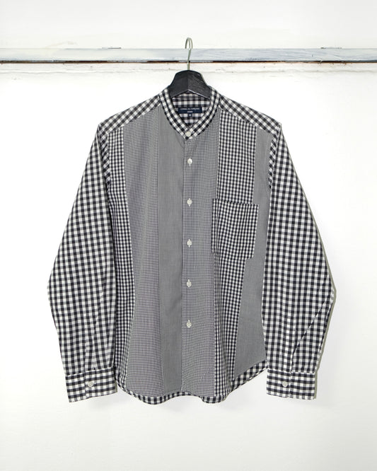 Comme des Garçons HOMME AD2005 CHECKED PATCHWORK MANDARIN COLLAR SHIRT