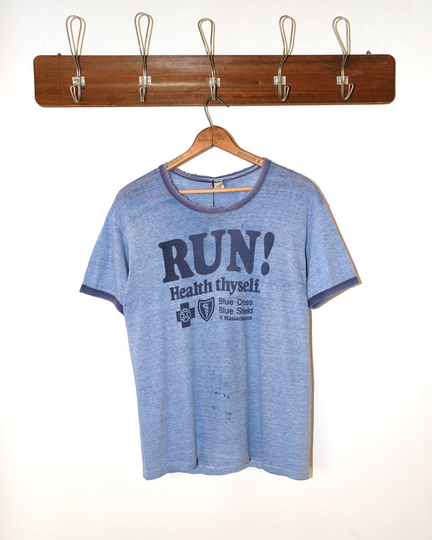 70s HANES RUN! HEALTH THYSELF RINGER TEE