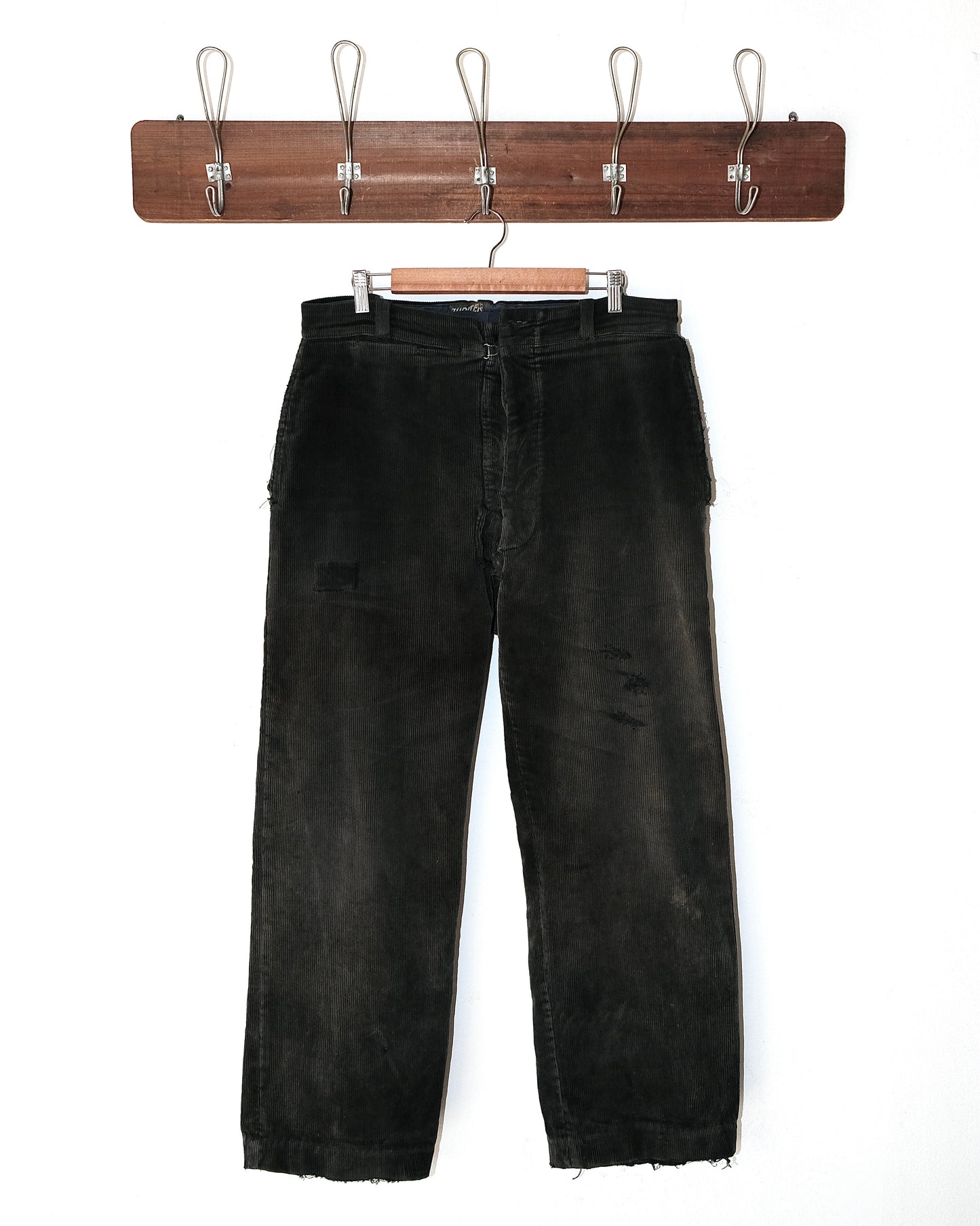 50s FRENCH CORDUROY BLACK FADED & PATCHES PANTS
