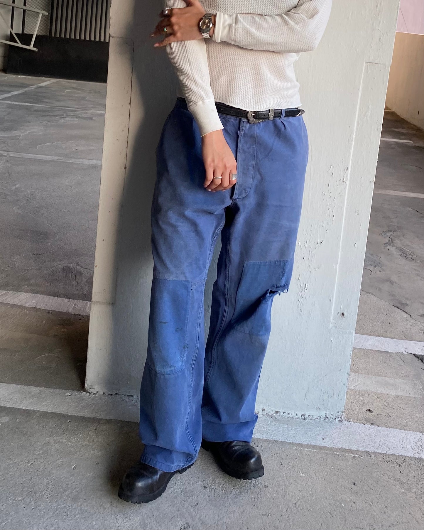 60s FRENCH WORK MOLESKIN PATCHES AND REPAIRS PANTS