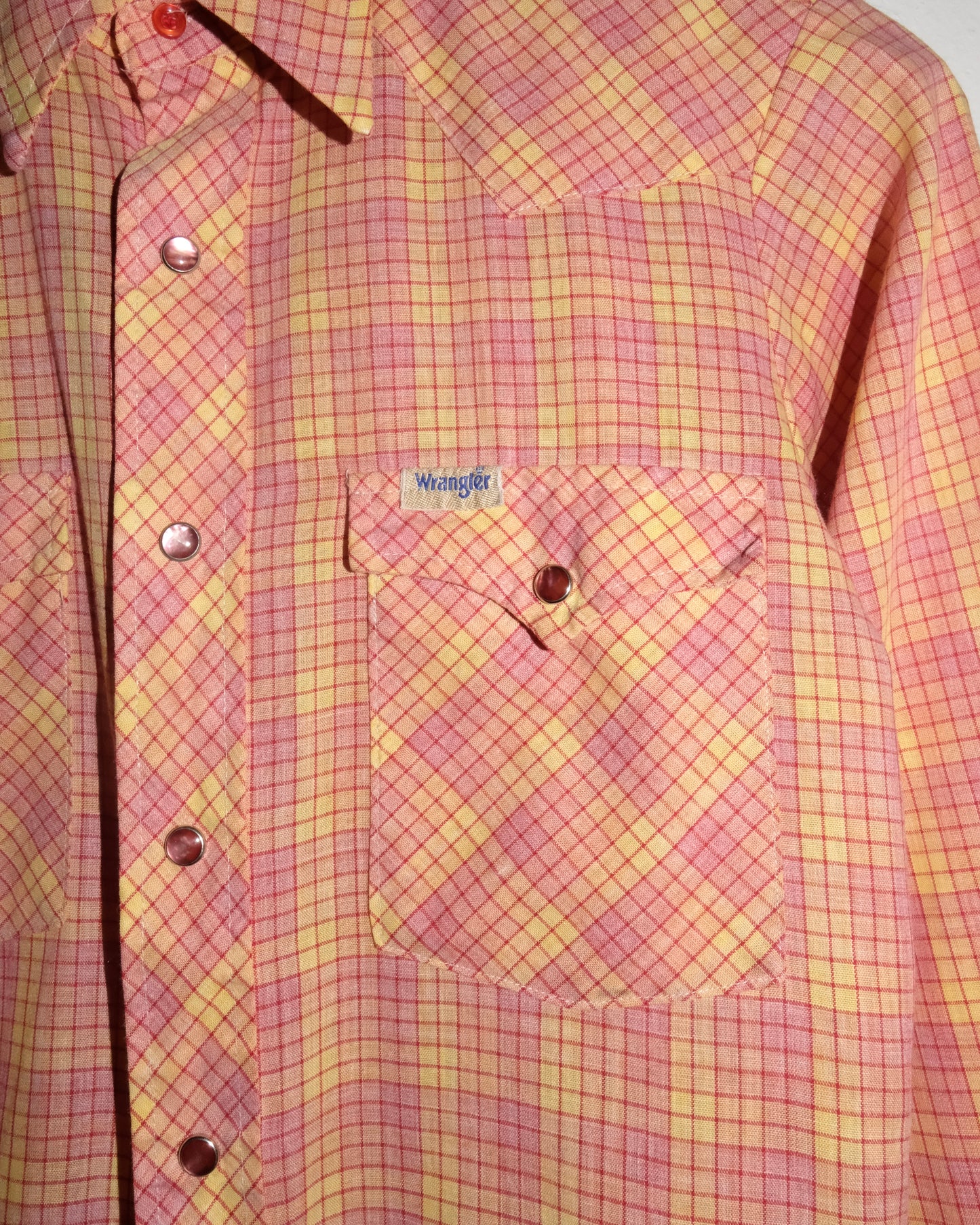70s WRANGLER WESTERN PINK PEARL SNAP SHIRT