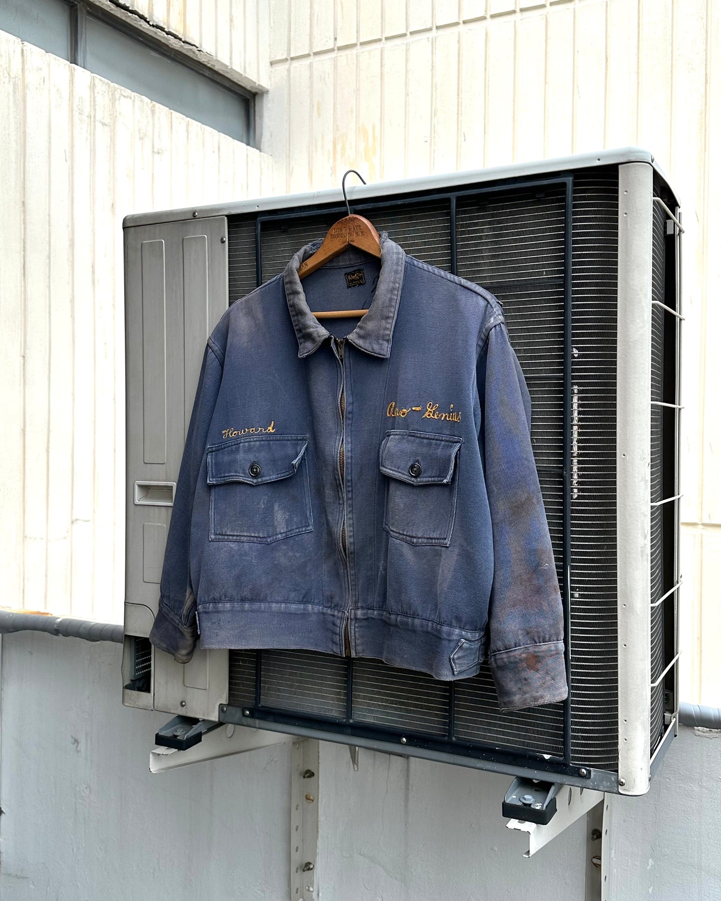 50s WORKWEAR TWO POCKET JACKET WITH A BEAUTIFUL CHAIN STITCHED
