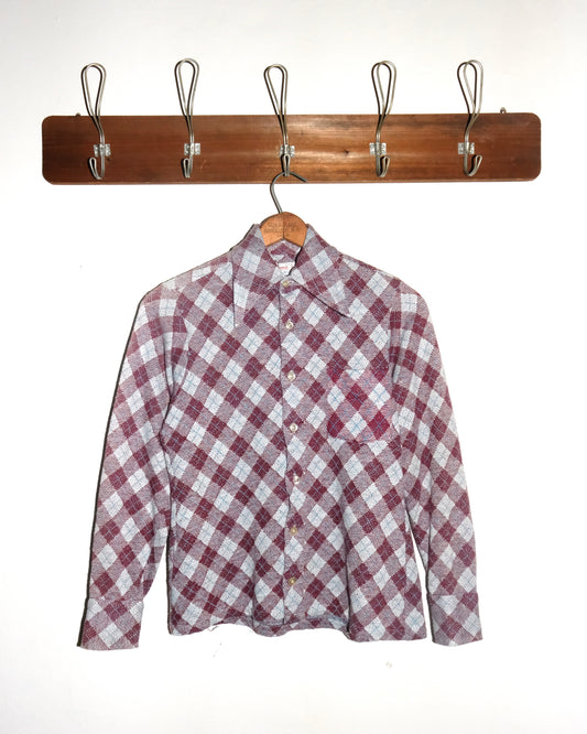 70s ENRO KNIT FLANNEL BUTTON UP SHIRT