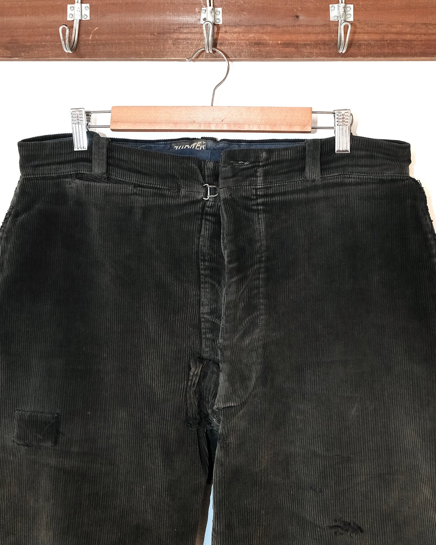 50s FRENCH CORDUROY BLACK FADED & PATCHES PANTS