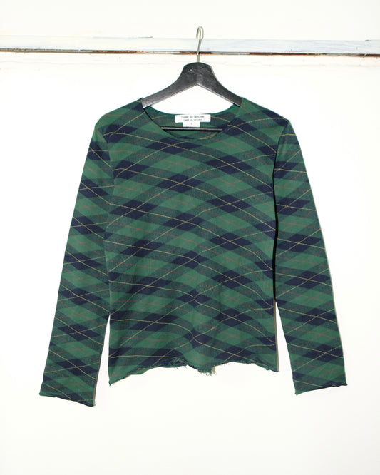 Comme Des Garçons AD2010 GREEN TARTAN KNIT COTTON