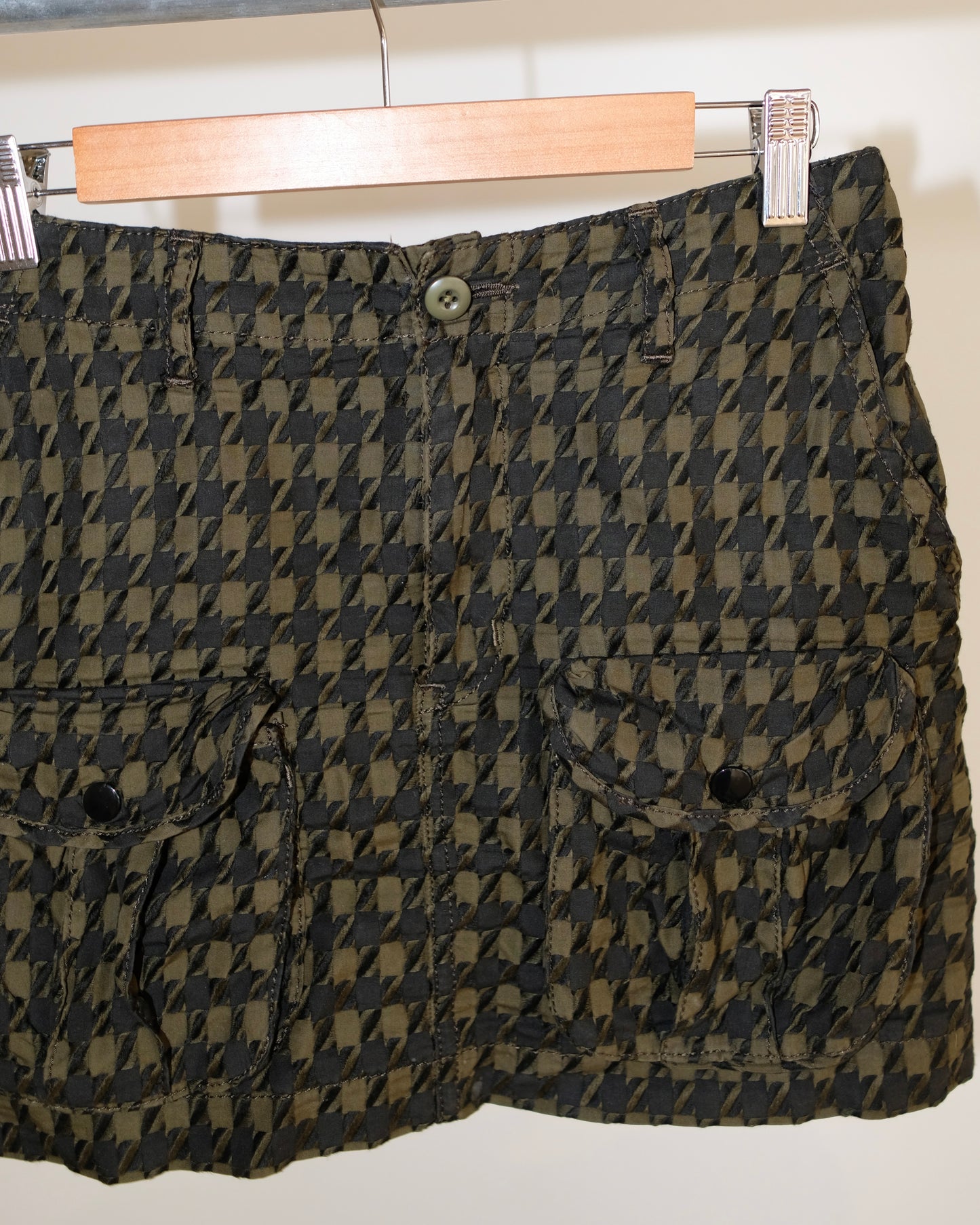 JUNYA WATANABE MAN AD2003 PLAID OLIVE MINI SKIRT