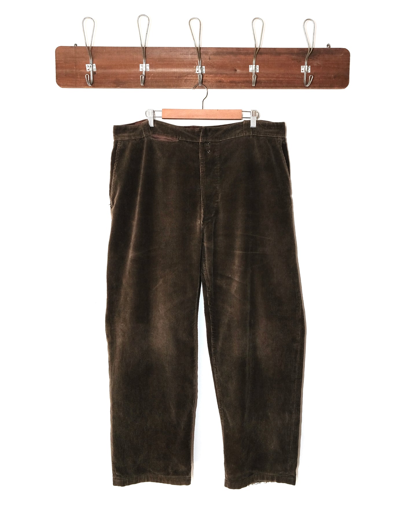 50s FRENCH CORDUROY BROWN FADED & PATCHES PANTS