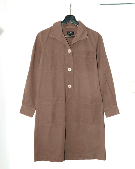 A.P.C. KHAKI COTTON MINIDRESS