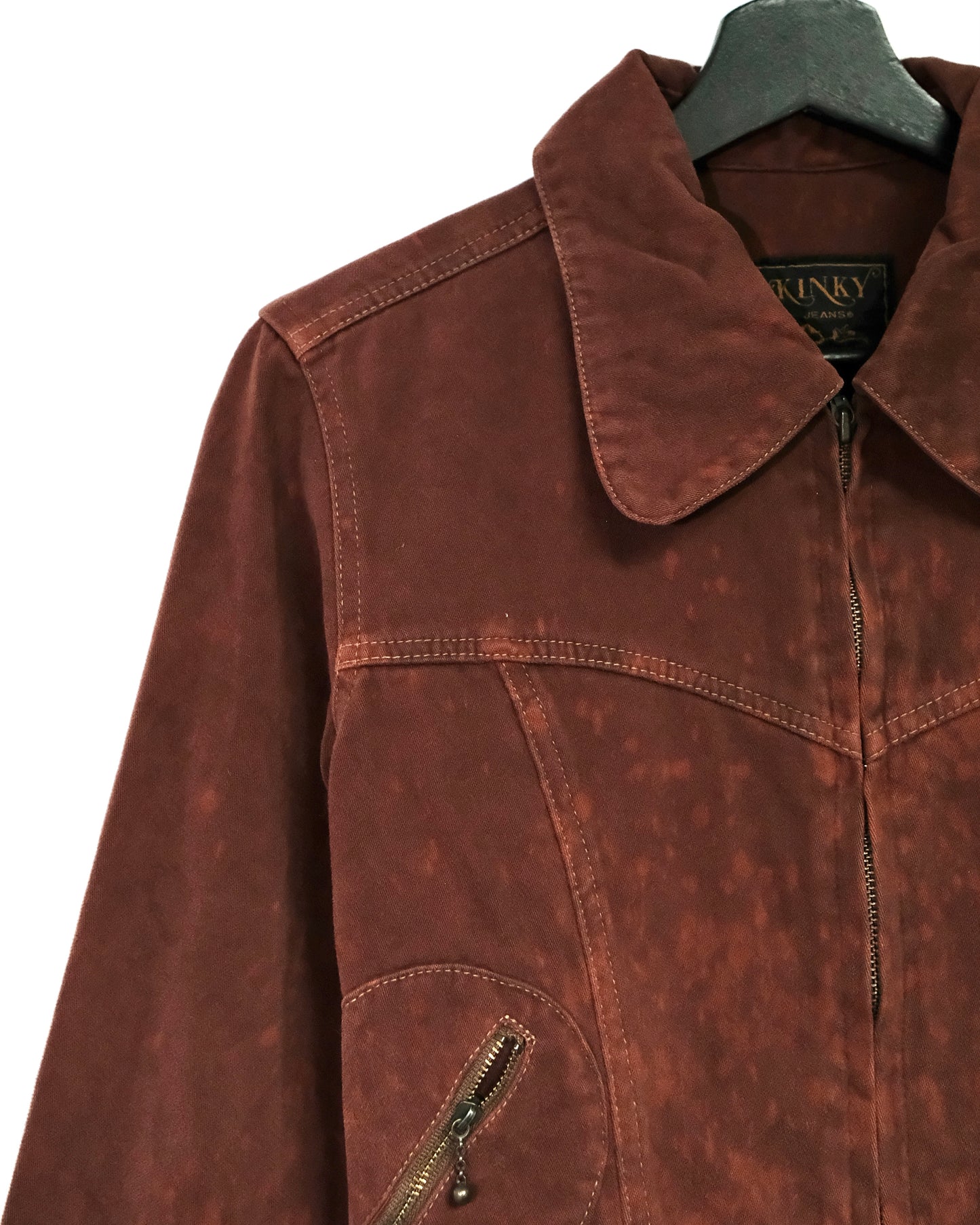 90s HYSTERIC GLAMOUR KINKY JEANS BROWN SUEDE CROP JACKET
