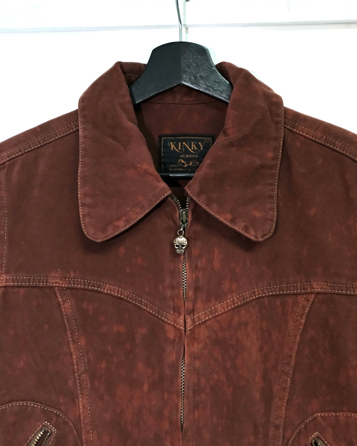 90s HYSTERIC GLAMOUR KINKY JEANS BROWN SUEDE CROP JACKET
